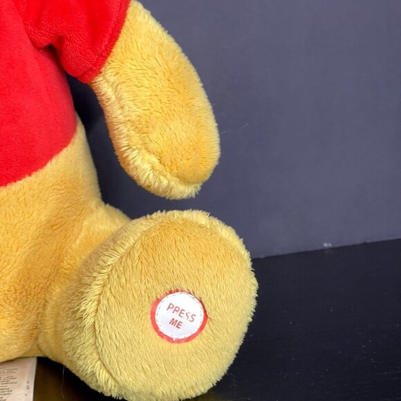 Disney Winnie The Pooh Plush Toy With Red Shirt & Sound Button - Picture 2 of 5